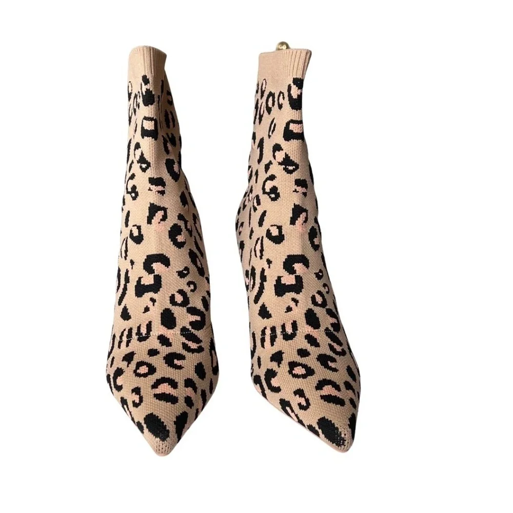 Cosy Island Animal Print "Minimalist" Sock Ankle Boots Size 10 NWT Includes Box - Picture 7 of 11